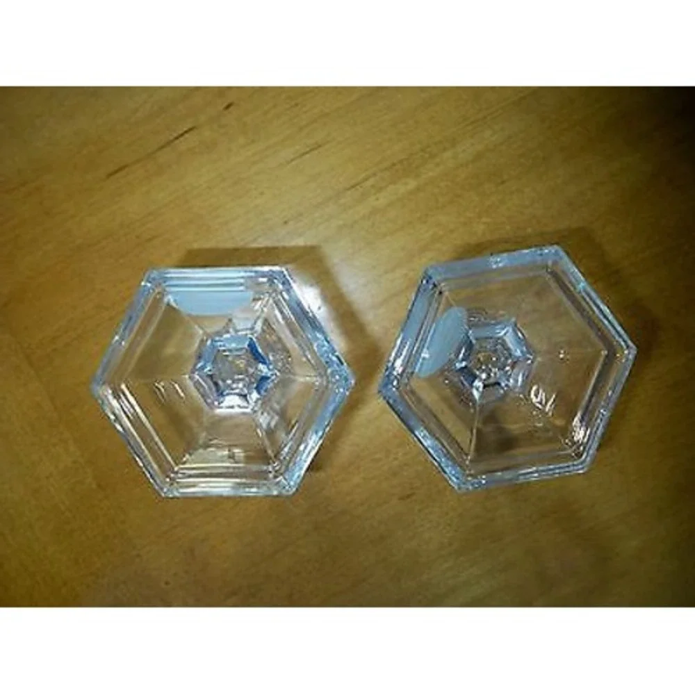 Pair 24% Lead Crystal Glass‎ Candle Sticks Never Used 4